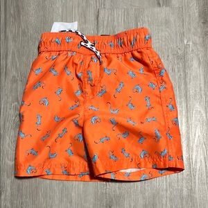 4/$20 George Orange Kids Swim Shorts with Blue Print 3T